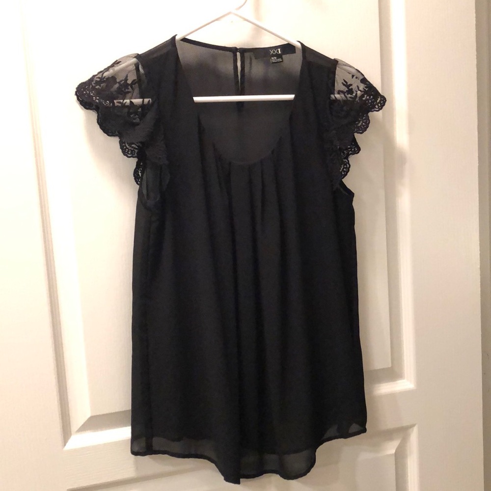 Black Blouse With Lace Sleeves